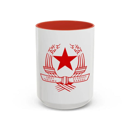 Emblem of the State Anti-fascist Council for the National Liberation of Croatia - Accent Coffee Mug 15oz Red - Go Mug Yourself
