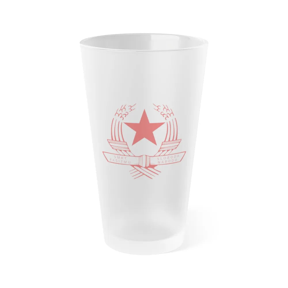 Emblem of the State Anti-fascist Council for the National Liberation of Croatia - Frosted Pint Glass 16oz-16oz-Frosted-Go Mug Yourself