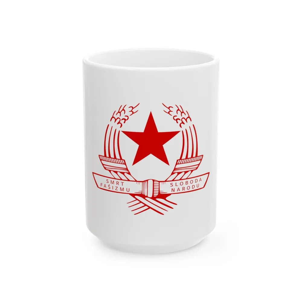 Emblem of the State Anti-fascist Council for the National Liberation of Croatia - White Coffee Mug-15oz-Go Mug Yourself