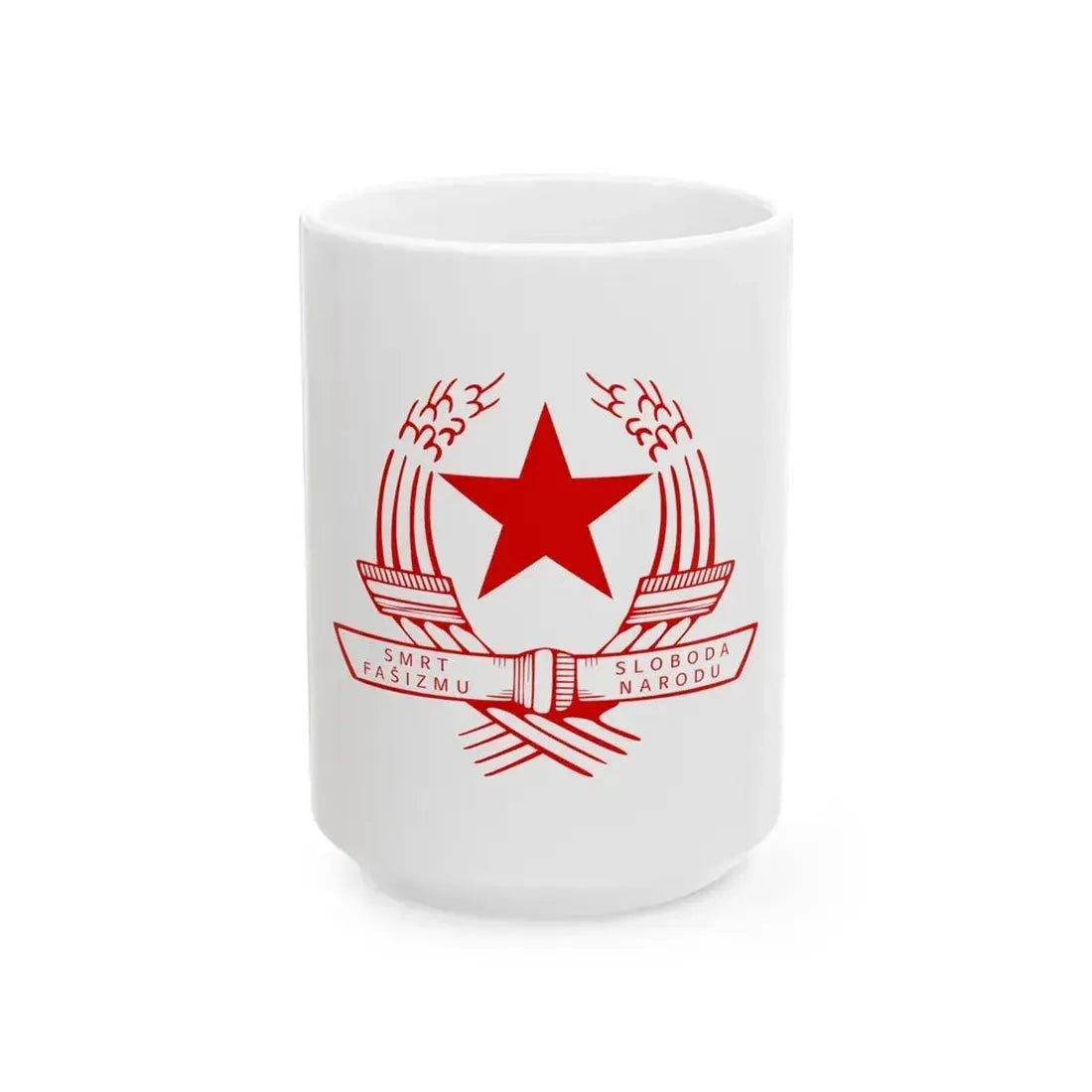 Emblem of the State Anti-fascist Council for the National Liberation of Croatia - White Coffee Mug 15oz - Go Mug Yourself