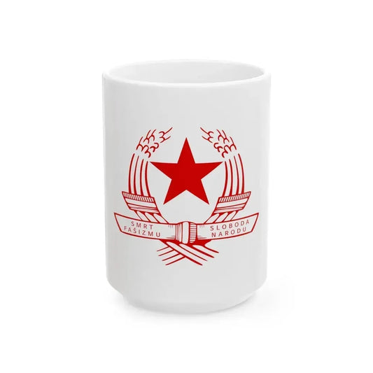 Emblem of the State Anti-fascist Council for the National Liberation of Croatia - White Coffee Mug 15oz - Go Mug Yourself