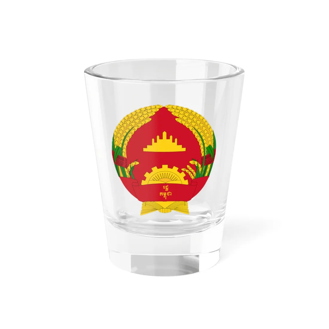 Emblem of the State of Cambodia 1989-1992 (Cambodia) (Coat of Arms) Shot Glass 1.5oz - Go Mug Yourself