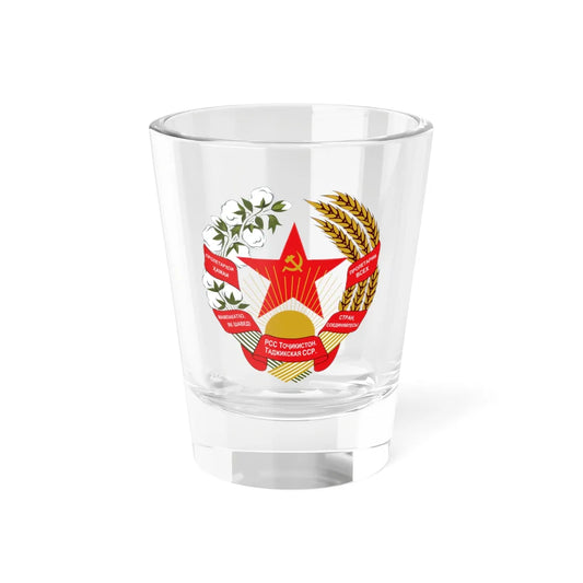 Emblem of the Tajik SSR (Soviet Union) (Coat of Arms) Shot Glass 1.5oz 1.5oz - Go Mug Yourself
