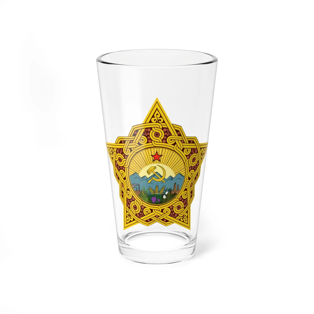 Emblem of the Transcaucasian SFSR 1923-1924 (Soviet Union) (Coat of Arms) Pint Glass 16oz 16oz - Go Mug Yourself