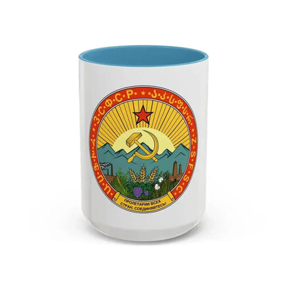Emblem of the Transcaucasian SFSR (1930-1936) - Accent Coffee Mug 15oz Light Blue - Go Mug Yourself