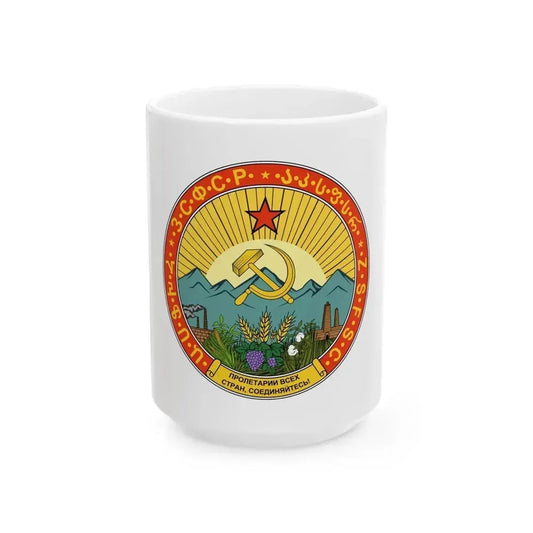 Emblem of the Transcaucasian SFSR (1930-1936) - White Coffee Mug 15oz - Go Mug Yourself