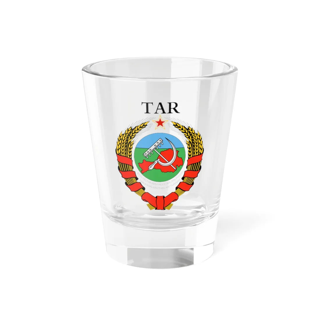 Emblem of the Tuvan Peoples Republic 1930-1933 (Soviet Union) (Coat of Arms) Shot Glass 1.5oz 1.5oz - Go Mug Yourself