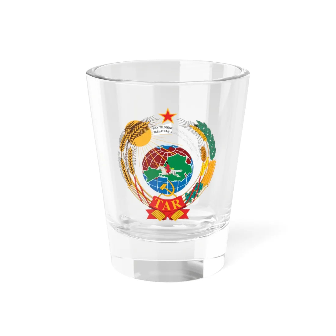 Emblem of the Tuvan Peoples Republic 1941-1943 (Soviet Union) (Coat of Arms) Shot Glass 1.5oz 1.5oz - Go Mug Yourself