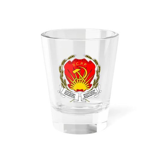 Emblem of the Ukrainian SSR 1919-1929 (Soviet Union) (Coat of Arms) Shot Glass 1.5oz 1.5oz - Go Mug Yourself