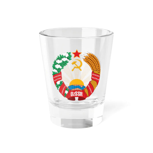 Emblem of the Uzbek SSR 1929-1937 (Soviet Union) (Coat of Arms) Shot Glass 1.5oz 1.5oz - Go Mug Yourself