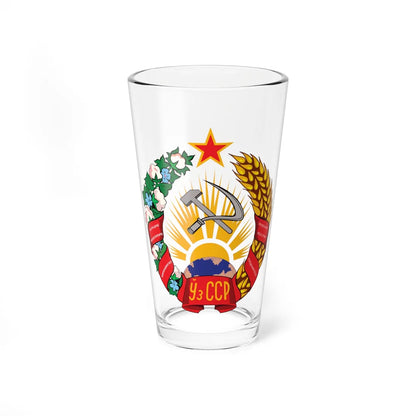 Emblem of the Uzbek SSR 1947 (Soviet Union) (Coat of Arms) Pint Glass 16oz 16oz - Go Mug Yourself