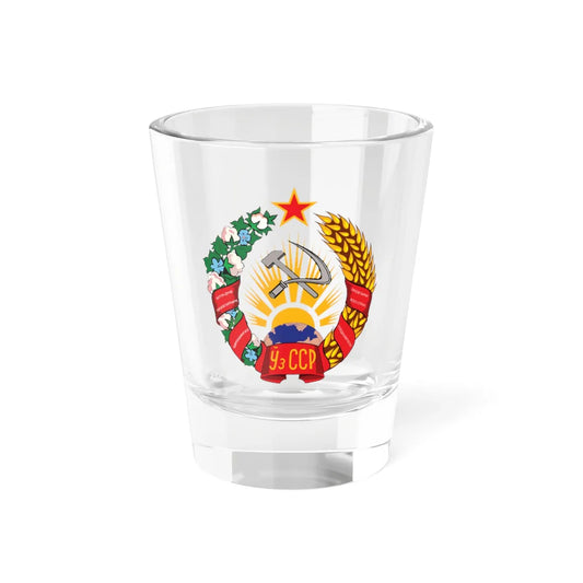 Emblem of the Uzbek SSR 1947 (Soviet Union) (Coat of Arms) Shot Glass 1.5oz 1.5oz - Go Mug Yourself