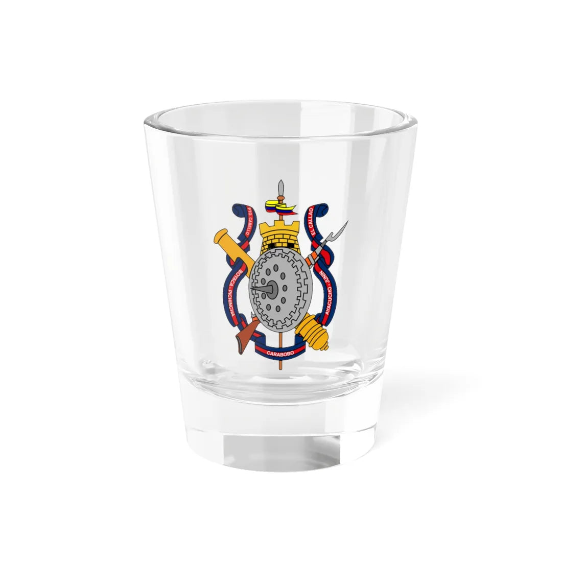 Emblem of the Venezuelan Army (Venezuela) (Coat of Arms) Shot Glass 1.5oz 1.5oz - Go Mug Yourself