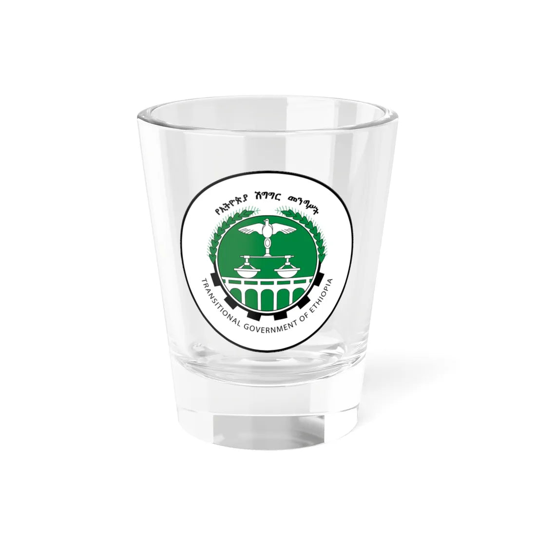 Emblem of Transitional Government of Ethiopia (Ethiopia) (Coat of Arms) Shot Glass 1.5oz 1.5oz - Go Mug Yourself