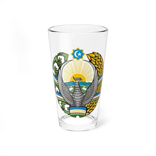 Emblem of Uzbekistan cyrillic- (Uzbekistan) (Coat of Arms) Pint Glass 16oz 16oz - Go Mug Yourself