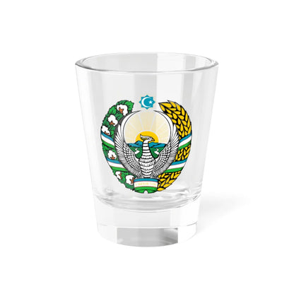 Emblem of Uzbekistan cyrillic (Uzbekistan) (Coat of Arms) Shot Glass 1.5oz 1.5oz - Go Mug Yourself