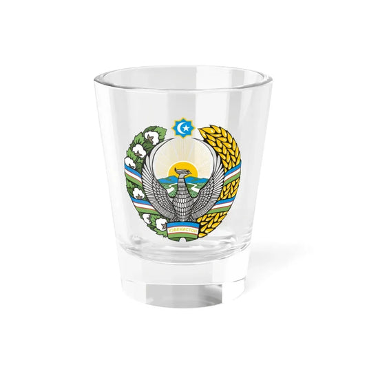 Emblem of Uzbekistan cyrillic- (Uzbekistan) (Coat of Arms) Shot Glass 1.5oz 1.5oz - Go Mug Yourself