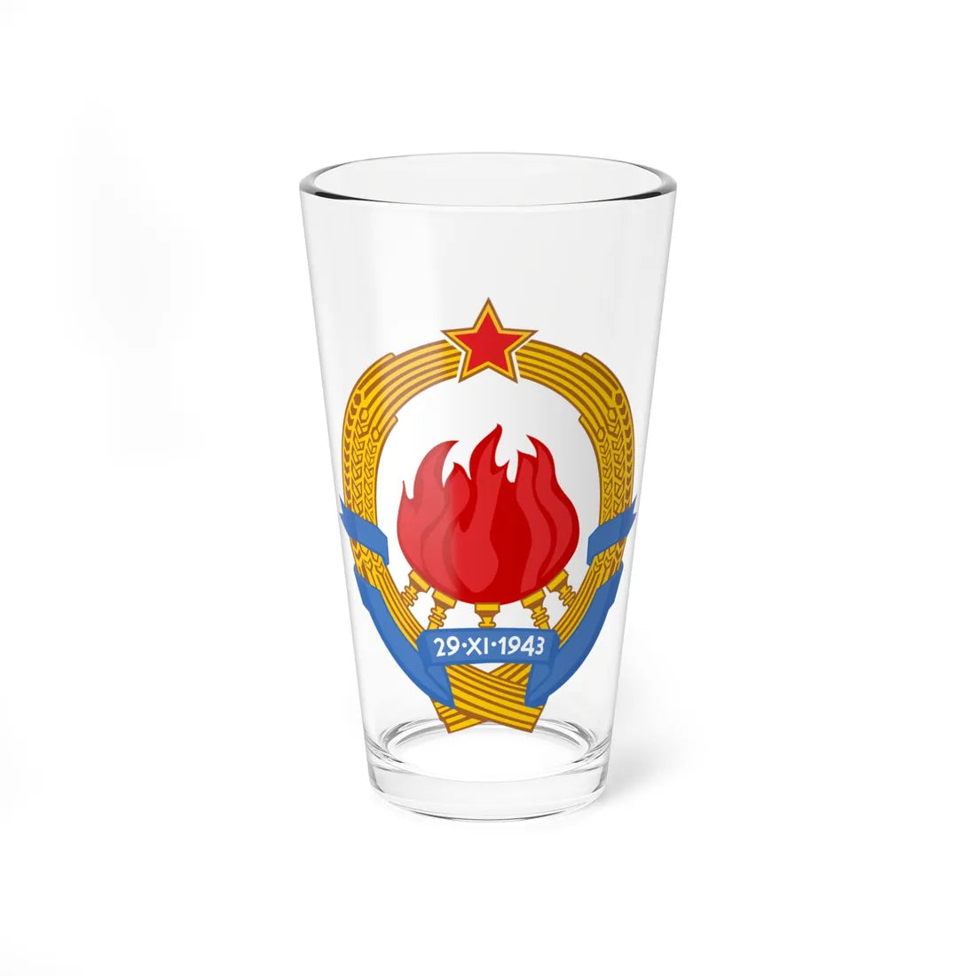 Emblem of Yugoslavia 1943-1963 (Yugoslavia) (Coat of Arms) Pint Glass 16oz 16oz - Go Mug Yourself