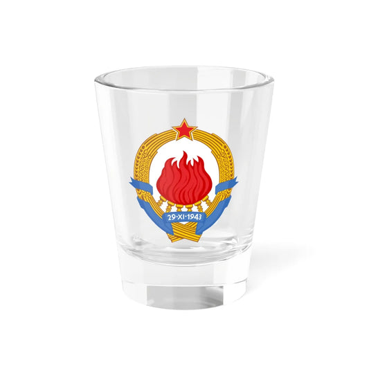 Emblem of Yugoslavia 1963-1992 (Yugoslavia) (Coat of Arms) Shot Glass 1.5oz 1.5oz - Go Mug Yourself