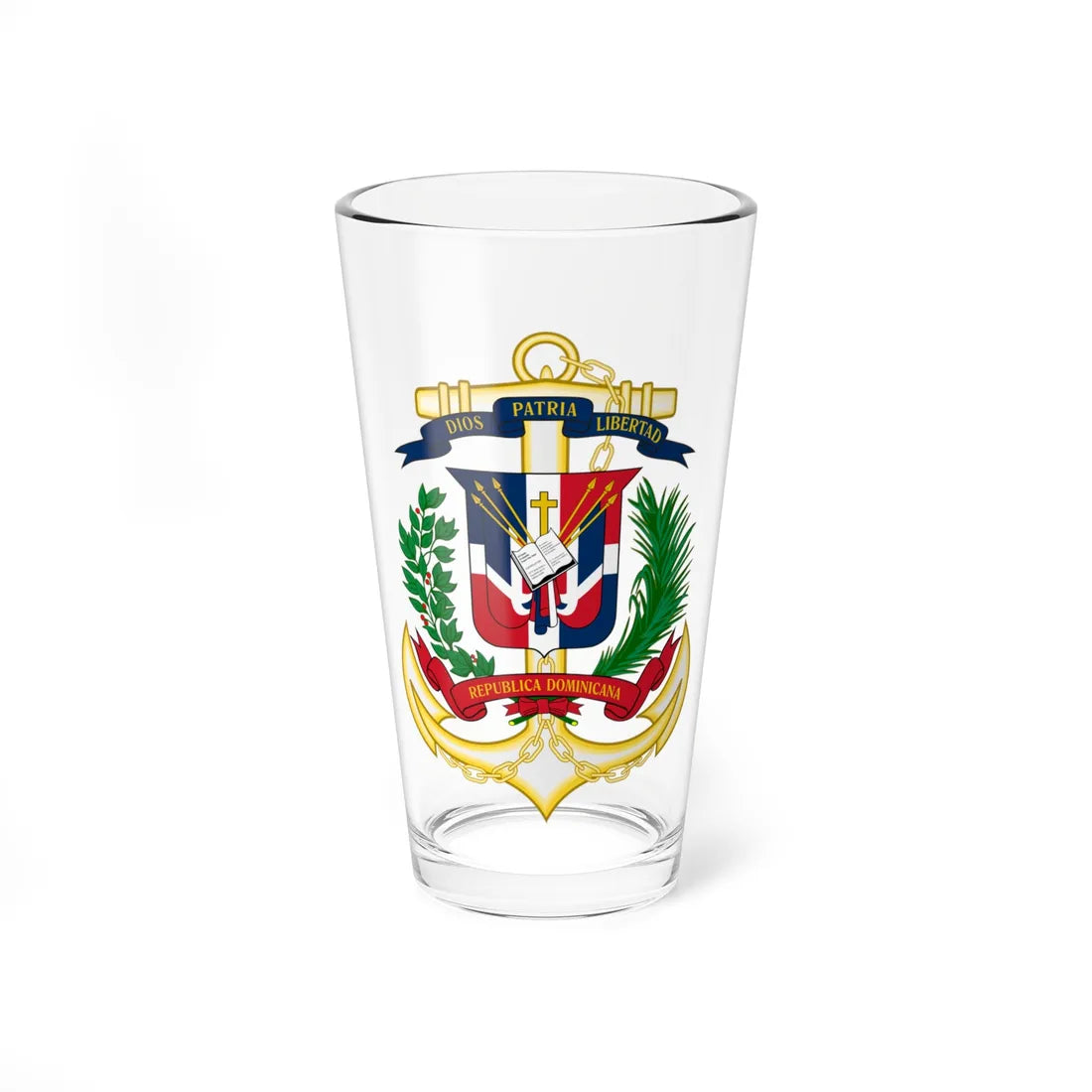 Emblema de la Marina de Guerra Dominicana (Dominica) (Coat of Arms) Pint Glass 16oz 16oz - Go Mug Yourself