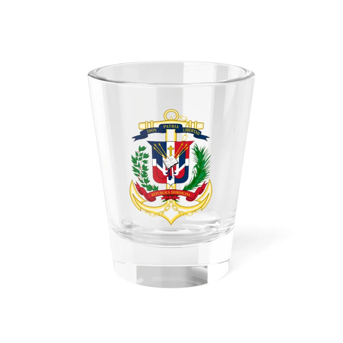 Emblema de la Marina de Guerra Dominicana (Dominica) (Coat of Arms) Shot Glass 1.5oz 1.5oz - Go Mug Yourself