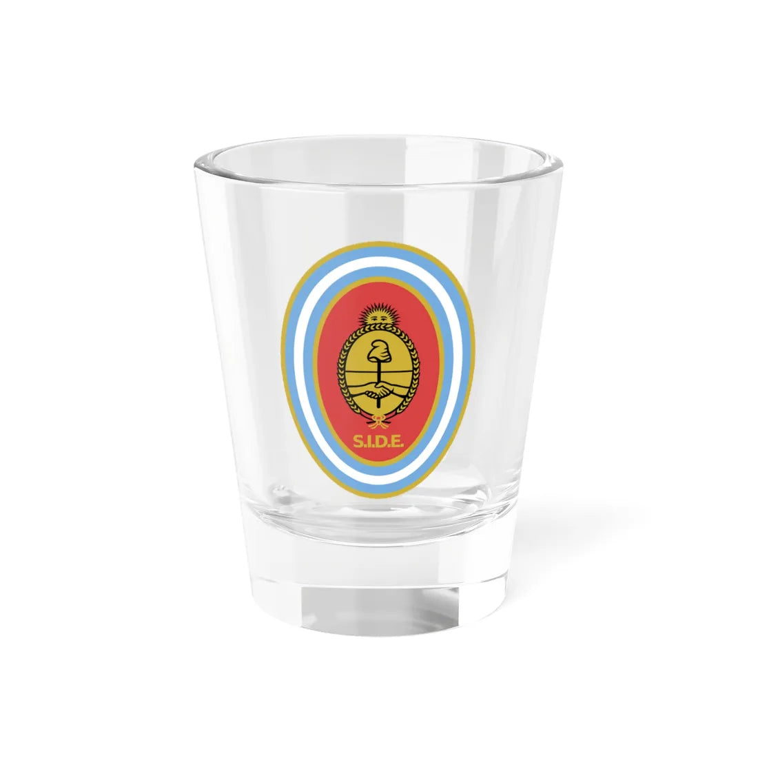 Emblema de la Secretaría de Inteligencia del Estado (Argentina) (Coat of Arms) Shot Glass 1.5oz 1.5oz - Go Mug Yourself