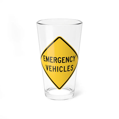 EMERGENCY VEHICLES MUTCD-DE W11-8-DE (Delaware) (Road Sign) Pint Glass 16oz 16oz - Go Mug Yourself
