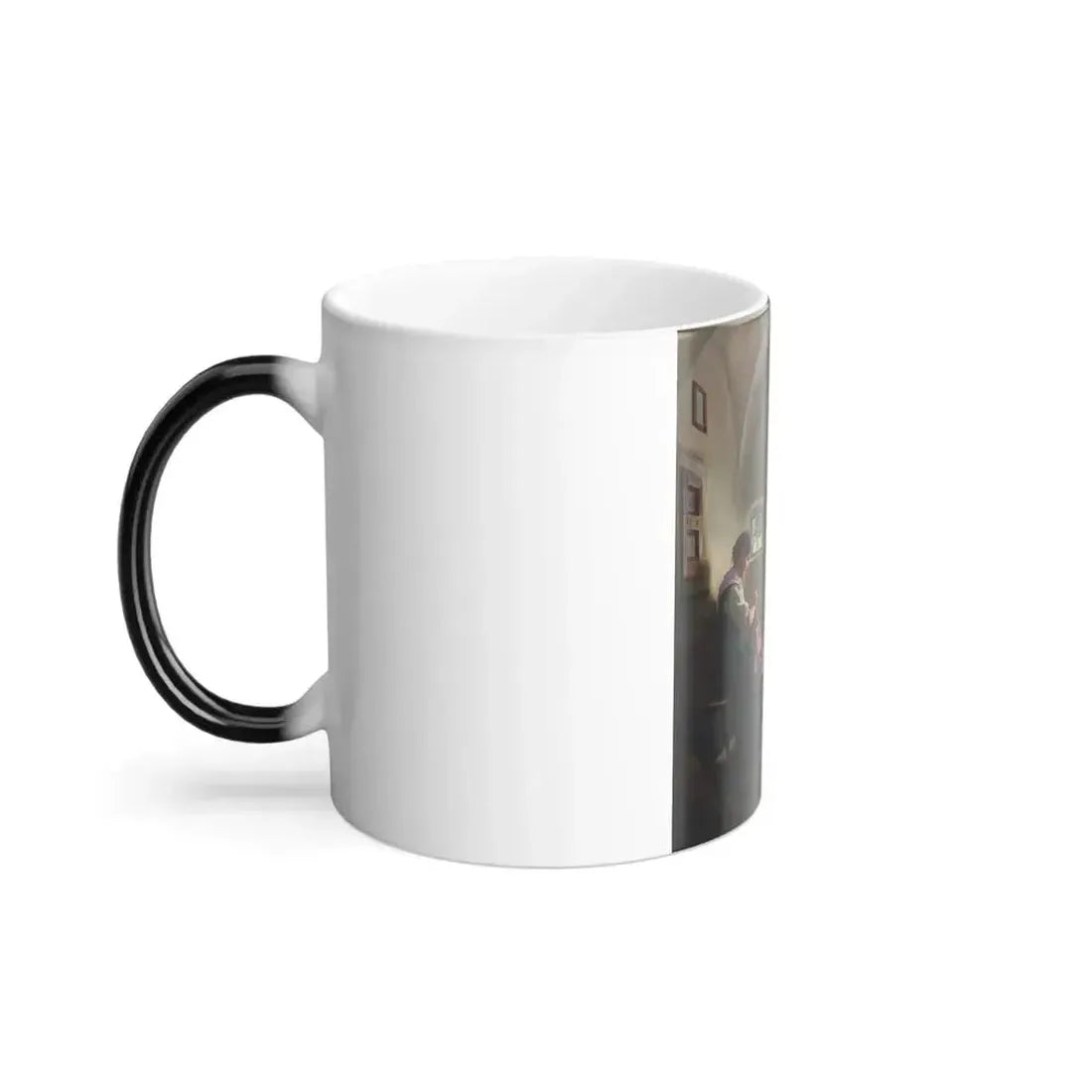 Emil Rau (1858-1897) A Conversation - Oil on Canvas - Color Changing Mug 11oz - Go Mug Yourself