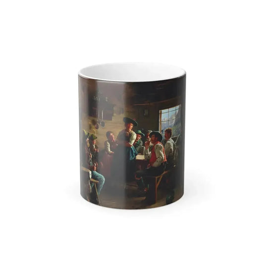 Emil Rau (1858-1937) A Cock and Bull Story - Oil on Canvas 1901 - Color Changing Mug 11oz 11oz - Go Mug Yourself