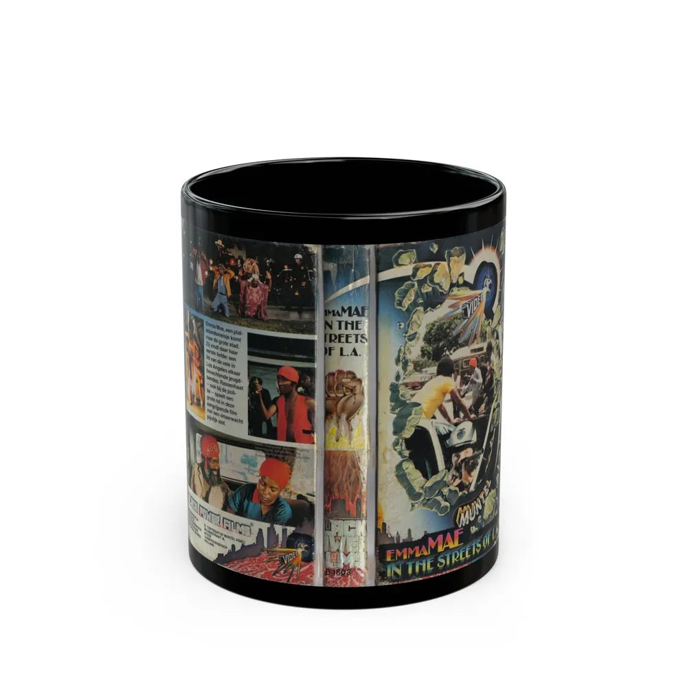 EMMA MAE IN THE STREETS OF LA (VHS COVER) - Black Coffee Mug-11oz-Go Mug Yourself