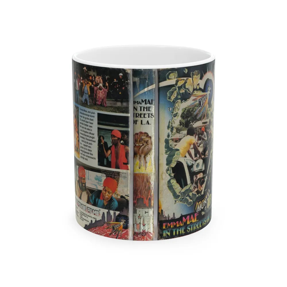 EMMA MAE IN THE STREETS OF LA (VHS COVER) - White Coffee Mug-11oz-Go Mug Yourself