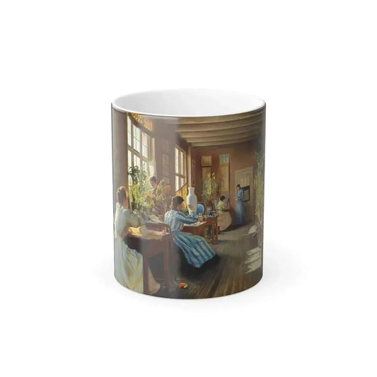 Emma Meyer (1859-1921) Women Decorating Porcelain at Den Kgl Porcelansfabrik - Color Changing Mug 11oz 11oz - Go Mug Yourself