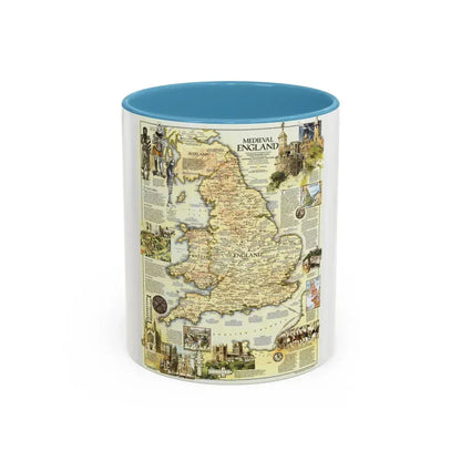 England - Medieval (1979) (Map) Accent Coffee Mug 11oz Light Blue - Go Mug Yourself