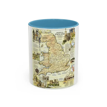 England - Medieval (1979) (Map) Accent Coffee Mug 11oz Light Blue - Go Mug Yourself