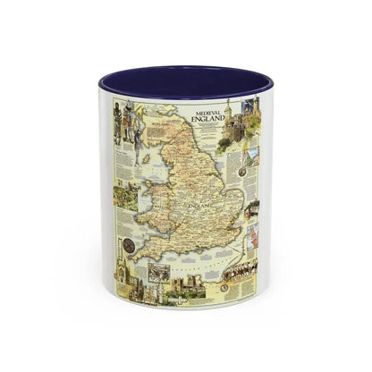England - Medieval (1979) (Map) Accent Coffee Mug 11oz Navy - Go Mug Yourself