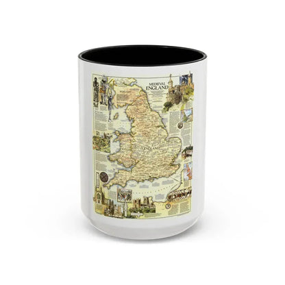 England - Medieval (1979) (Map) Accent Coffee Mug 15oz Black - Go Mug Yourself