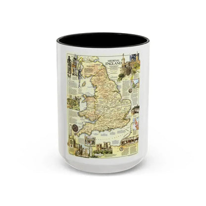 England - Medieval (1979) (Map) Accent Coffee Mug 15oz Black - Go Mug Yourself