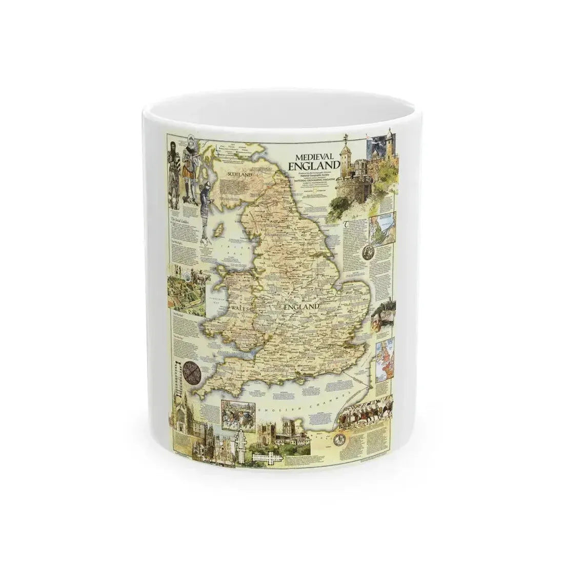 England - Medieval (1979) (Map) White Coffee Mug 11oz - Go Mug Yourself