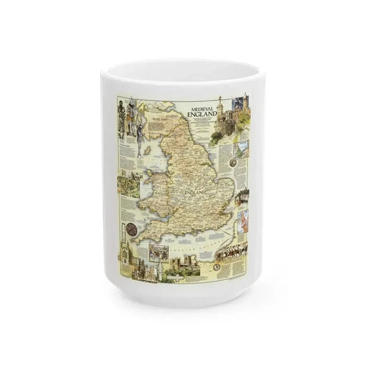 England - Medieval (1979) (Map) White Coffee Mug 15oz - Go Mug Yourself