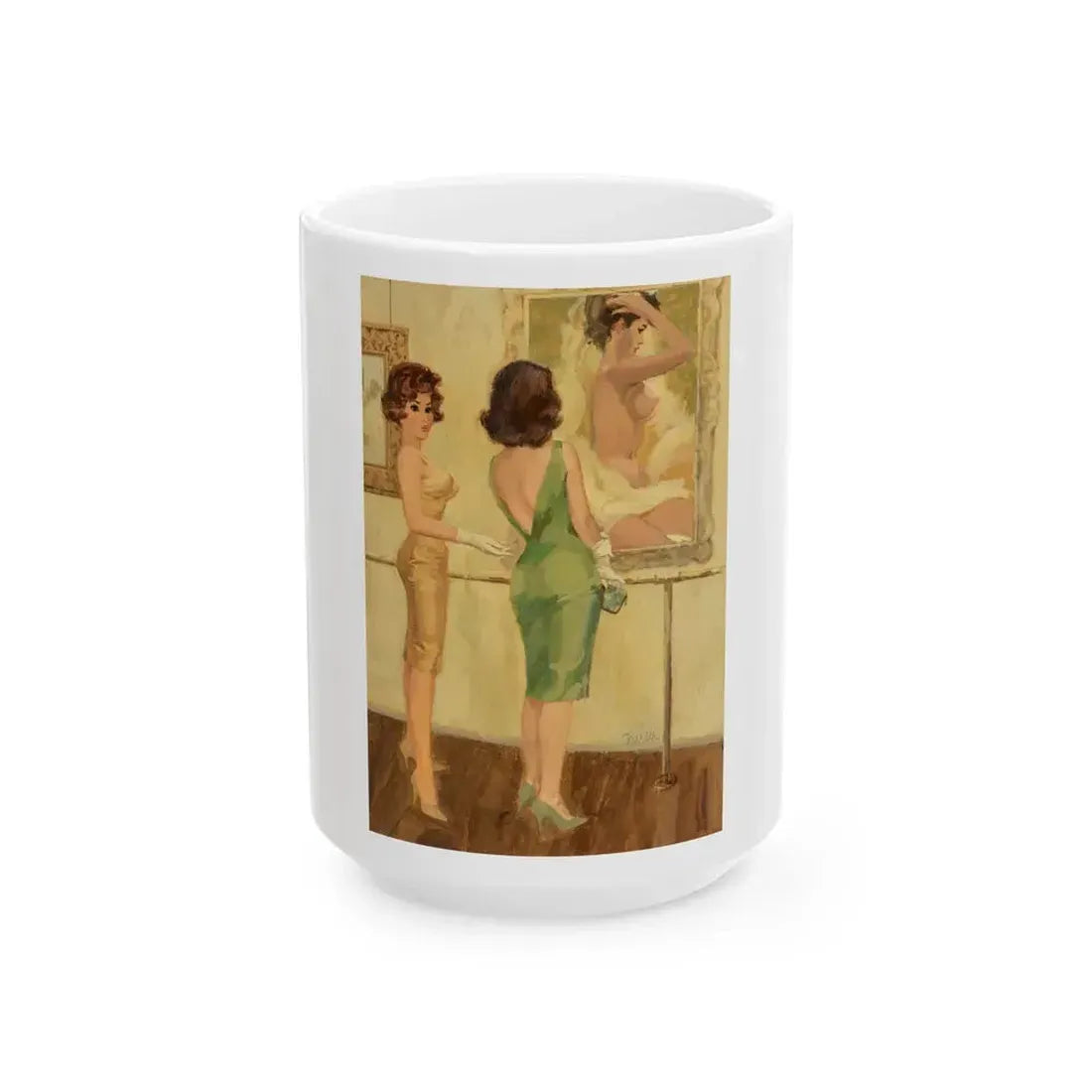 Enjoying the View, Playboy cartoon, 1969 - White Coffee Mug 15oz - Go Mug Yourself