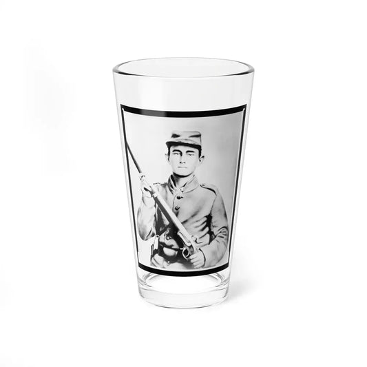 Enoch Hooper Cook, Jr., Pvt, Co. H. 38th Alabama Infantry, C.S.A., Half-Length Portrait, Facing Front Holding Rifle (U.S. Civil War) Pint Glass 16oz 16oz - Go Mug Yourself