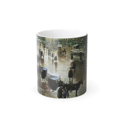 Enrique Martinez Cubells (1874-1947) La Puerto del Sol, Madrid - Oil on canvas 1902 - Color Changing Mug 11oz 11oz - Go Mug Yourself