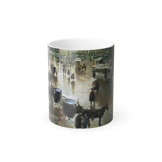 Enrique Martinez Cubells (1874-1947) La Puerto del Sol, Madrid - Oil on canvas 1902 - Color Changing Mug 11oz 11oz - Go Mug Yourself
