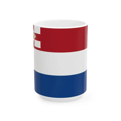 Ensign of Koninklijke Roei- en Zeilvereeniging De Maas (Netherlands) White Coffee Mug 15oz - Go Mug Yourself