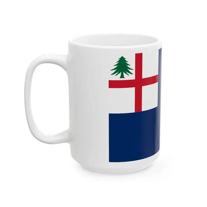 Ensign of New England St Georges Cross blue field (United States) White Coffee Mug - Go Mug Yourself