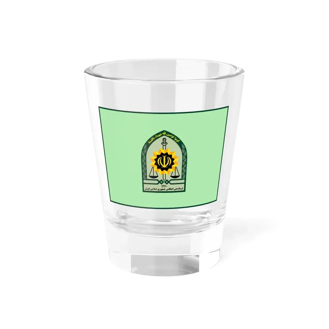 Ensign of the Law Enforcement Force of the Islamic Republic of Iran (Iran) Shot Glass 1.5oz 1.5oz - Go Mug Yourself