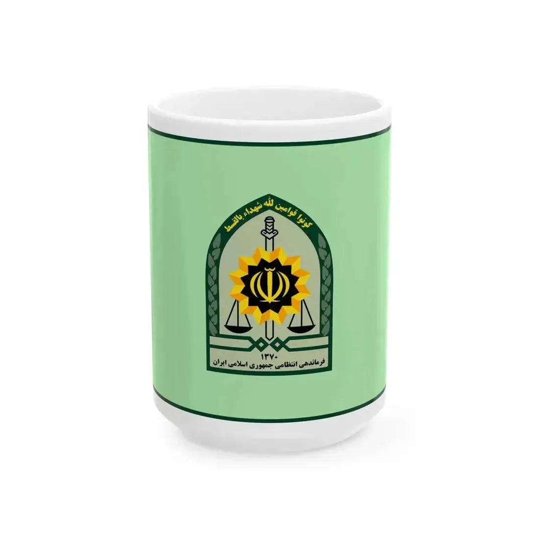 Ensign of the Law Enforcement Force of the Islamic Republic of Iran (Iran) White Coffee Mug 15oz - Go Mug Yourself