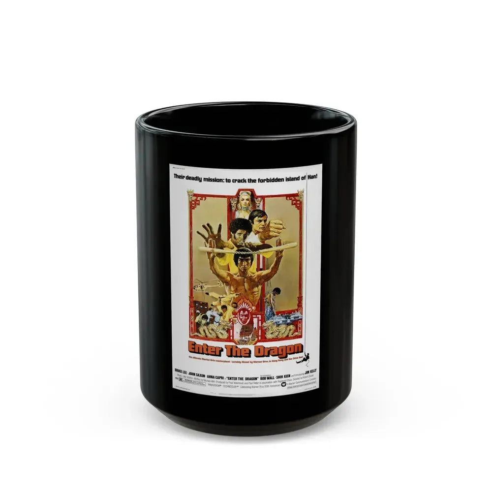 ENTER THE DRAGON 1973 Movie Poster - Black Coffee Mug 15oz - Go Mug Yourself