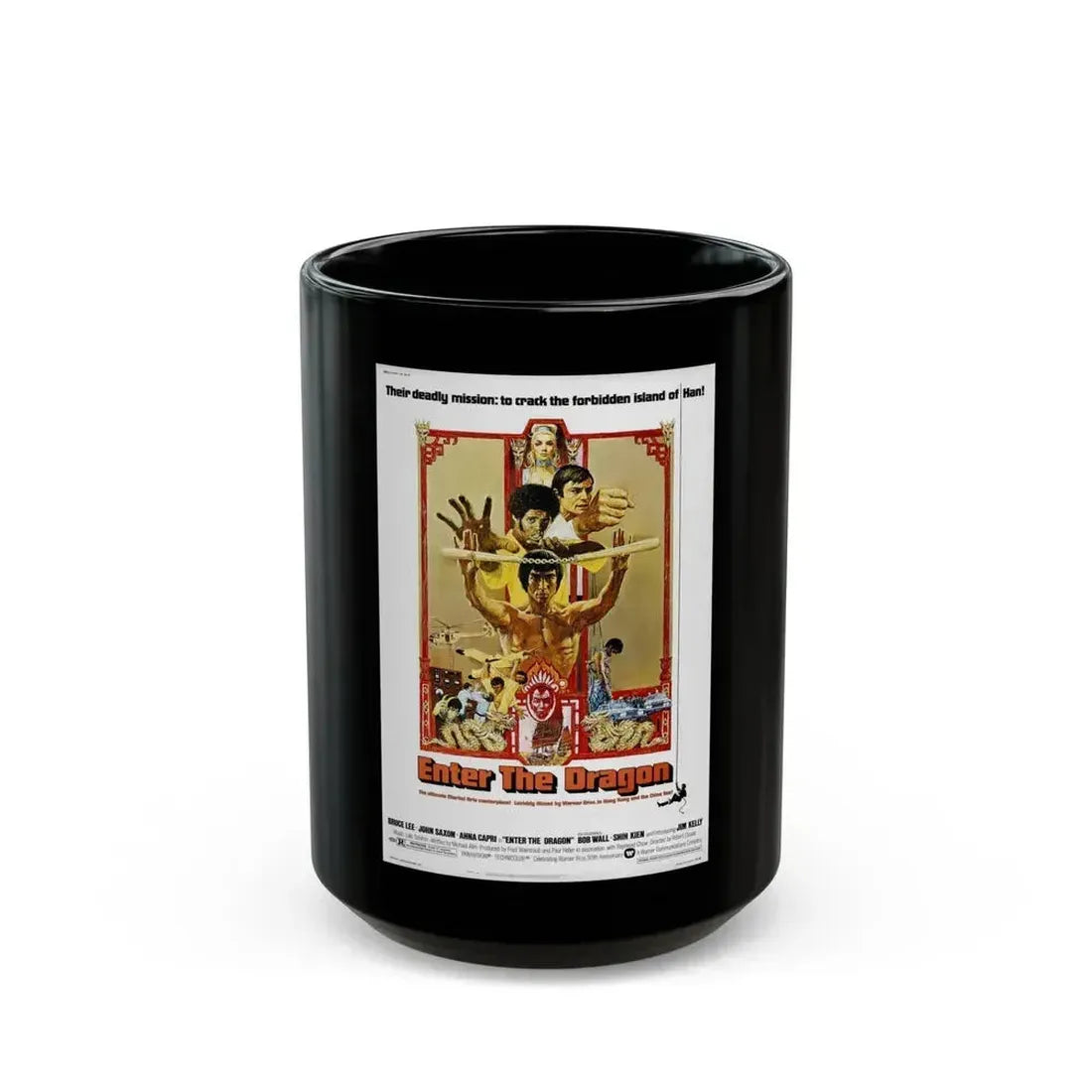 ENTER THE DRAGON 1973 Movie Poster - Black Coffee Mug 15oz - Go Mug Yourself