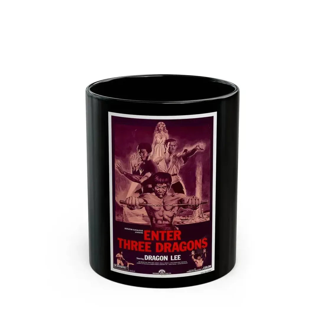 ENTER THREE DRAGONS 1978 Movie Poster - Black Coffee Mug 11oz - Go Mug Yourself